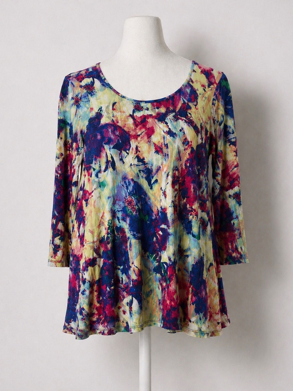 Cupio knit art print top size Small Colorful Floral Abstract Artsy